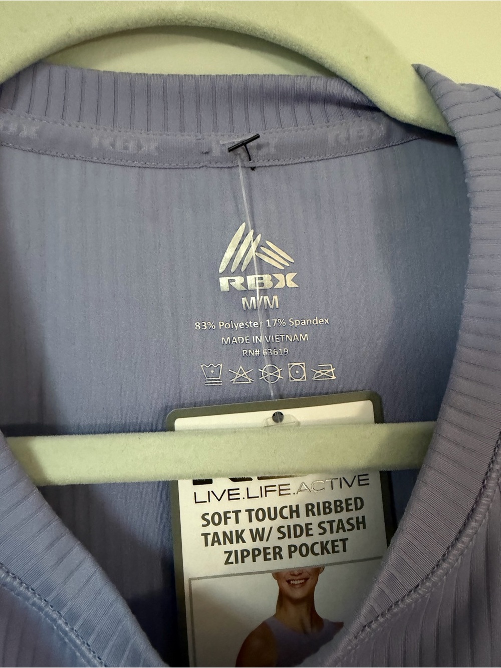RBX Lavender Ribbed Performance Tank - Picture 3 of 4